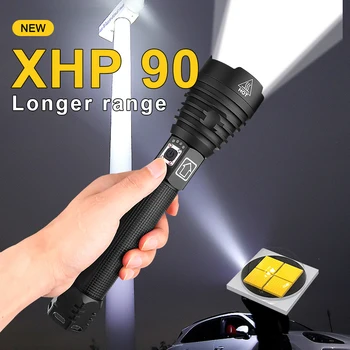 

The brightest XHP90 LED Flashlight Zoom USB Rechargeable Power Display Powerful Torch 18650 26650 Waterproof Handheld Light