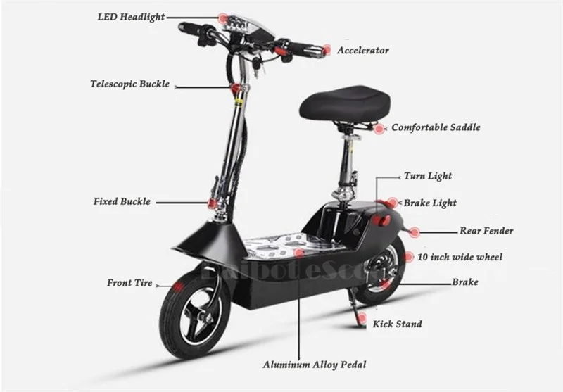 Daibot Electric Scooter 36V Two Wheel Electric Scooters 10 inch 350W Seat Portable Pink Folding Electric Bike For GirlWomen     (56)