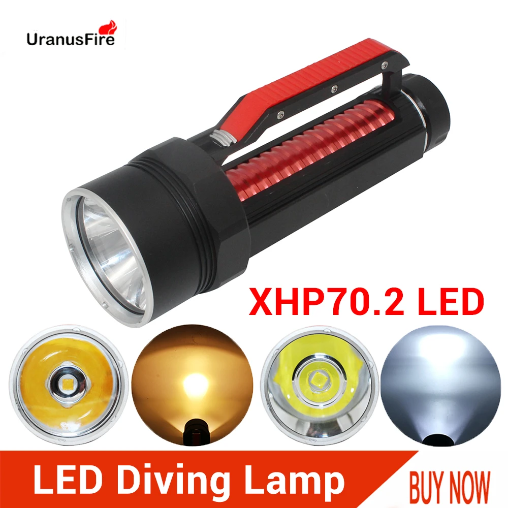 transom lights for boats High Lumens LED Flashlight XHP70.2 Diving Flashlight Torch 26650 32650 XHP70 Yellow/White Light Spearfishing led Diving Lamp underwater lights