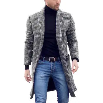 

abrigo hombre Autumn Winter Coat Men Overcoat Casual Solid coat Long Male young woolen coat