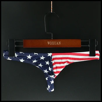 

Men Thongs Underwear Cotton Stretch Stars and Stripes Mens T-back Bulge Pouch Jockstraps and G-strings Panties