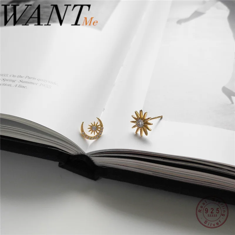 Женские серьги гвоздики WANTME из серебра 925 пробы с цирконом|Серьги-гвоздики| |