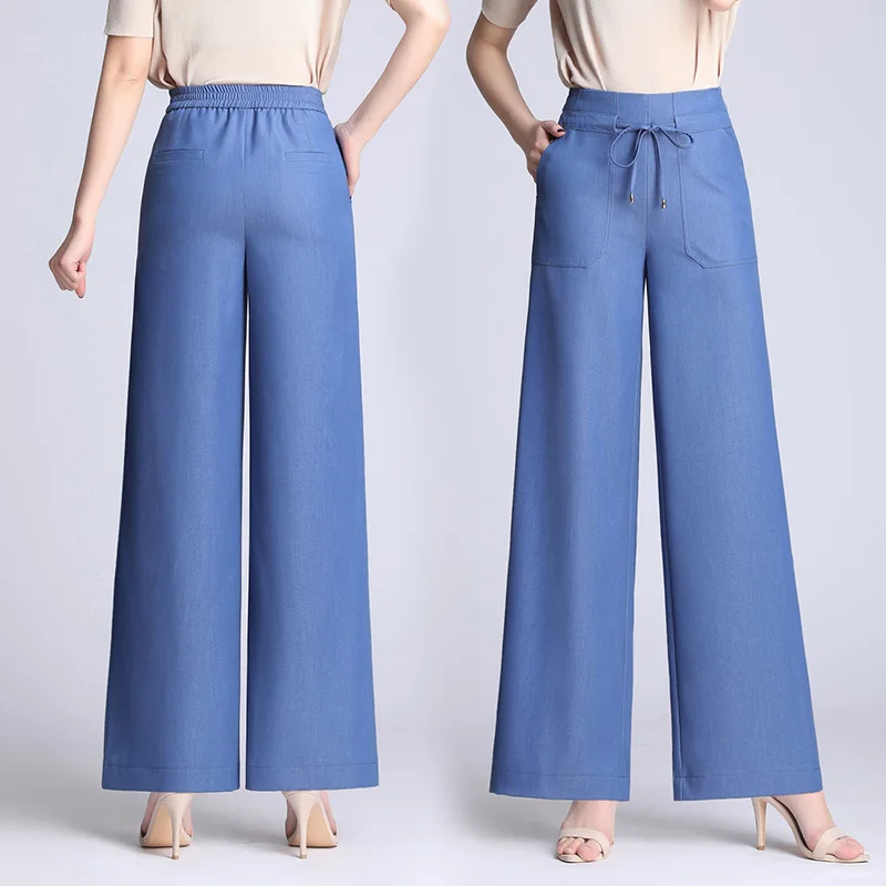 

2019 Spring And Summer New Style Loose-Fit Capri Loose Pants Women's High-waisted Large Size Korean-style Wide Leg Cropped Strai