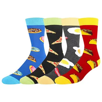 

Unisex Novelty Crazy Food Crew Socks Funny Colorful Egg Pizza Tacos Tube Hosiery