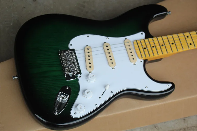 

6-String Electric Guitar,Transparent Green Color Ash wood Body,22 Frets with Scalloped Maple Fingerboard and can be Custo