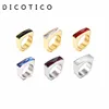 Dicotico New Bohemia Colorful Stone Rings For Women Size 6-10 Stainless Steel Gold 8mm Width Crystal Finger Rings Jewelry Gifts ► Photo 1/6