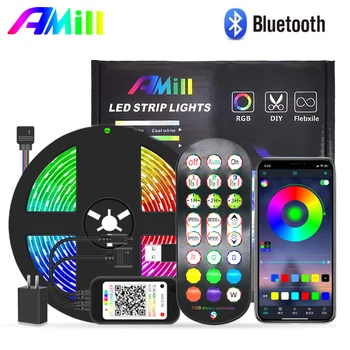 

New Xams 5050 SMD LED Strip Light Bluetooth Control RGB Flexible Neon Ribbon Full Set DC12V For Holiday Party Decor luces LEDs