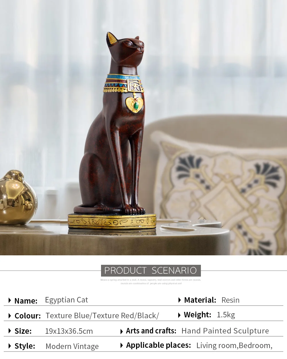 Resin Art Egyptian Cat Sculpture Home Decor Bedroom Desktop Bar Decor Accessories Vintage Crafts Figurine Decor Home Accessories