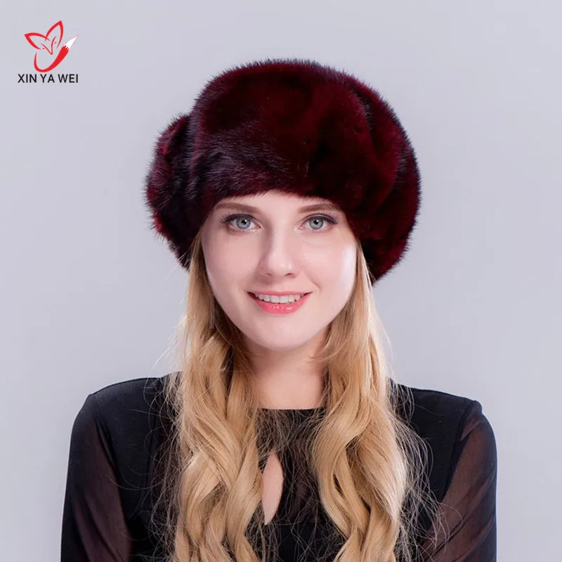 Женская меховая шапка на зиму из натурального меха норки русская женская