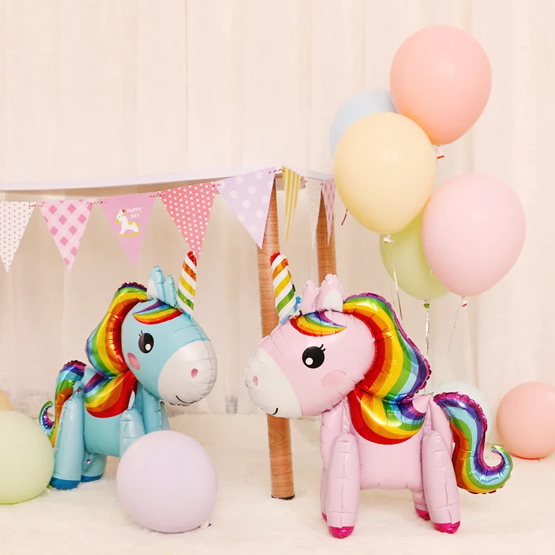 Party-Decoration-Ballon-3D-Assembled-Unicorn-Aluminum-Balloon-Birthday-Party-Standing-Colored-Pony-Cartoon-Toy-Balloons
