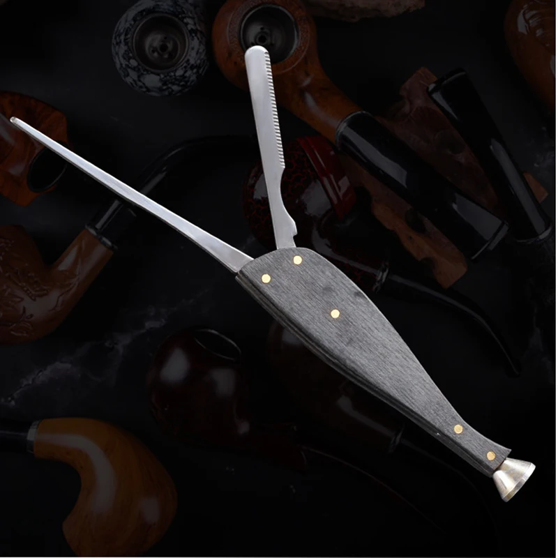 3in1 Smoking Pipe Tool Black Wood Tobacco Pipe Reamer Tamper Pokers Tool Smoking Accessories Cleaners