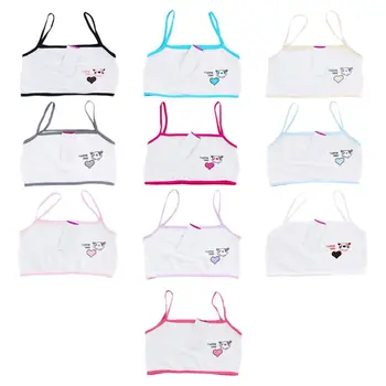 

Puberty Young Girls Training Bra Cartoon Bear Heart Print Cotton Underwear 6-14T A2UB