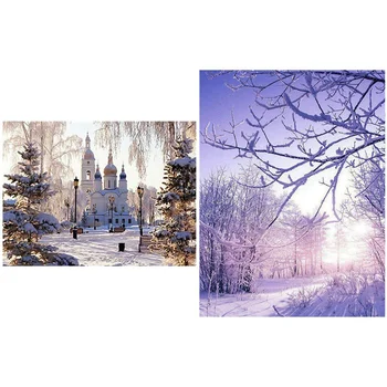 

DIY Diamond Embroidery Winter Landscape Present & Diamond Embroidery Winter House Diamond Landscape Diamond Trees