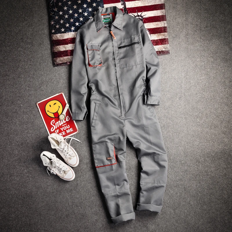 Description Picture 5 of itemWork Jumpsuit Overalls For Men Long Sleeve Uniform Clothes Fashion Pockets Workwear Casual Pants Romper One Piece Wear Plus Size