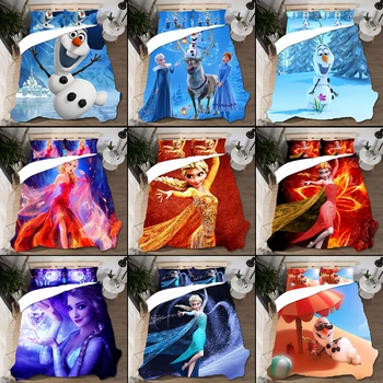 

High Quality Cartoon Cute Princess Little Girl Linen Bedding Set Duvet Cover Home Textile Single Queen King Size Pillowcases DIY