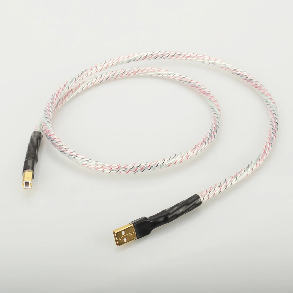 Hifi Топ-номинальный посеребренный+ щит USB кабель высокого качества тип А-Тип B Hifi кабель для передачи данных