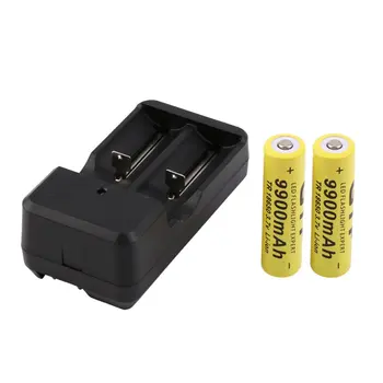 

2pcs 3.7V 18650 9900mah Li-ion Rechargeable Battery + Universal US Plug Charger Promotion