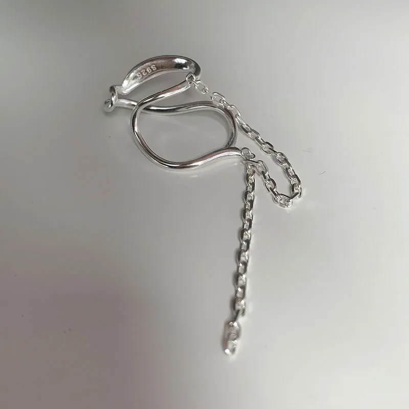 FOXANRY Prevent Allergy 925 Sterling Silve Earrings Ear Clip Trend Vintage Simple Irregular Geometric Tassel Chain Party Jewelry - Image 4