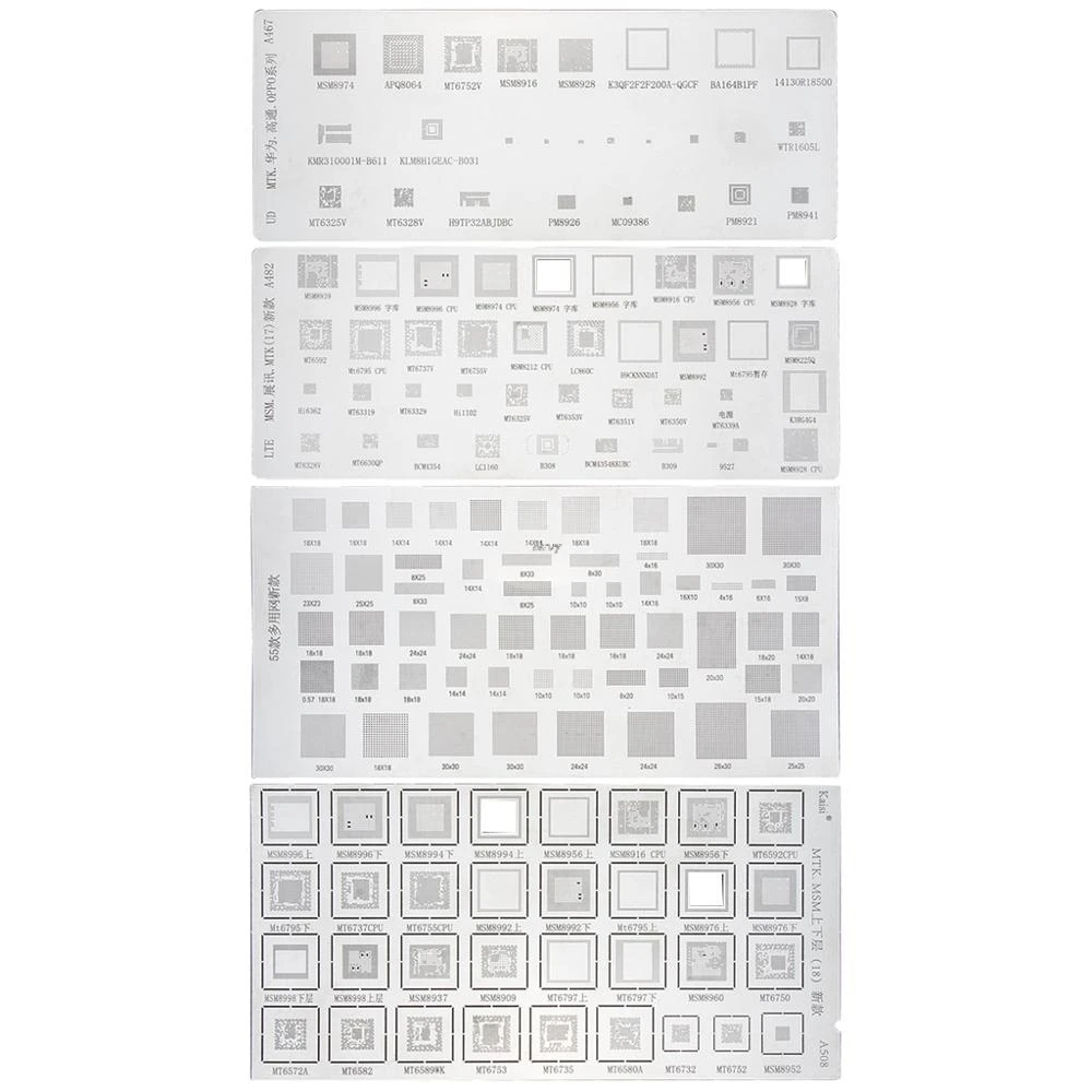 4 шт. Универсальный трафарет BGA для MTK MSM Samsung Huawei Xiaomi iPad CPU RAM PM Power IC Reball Pin прямой