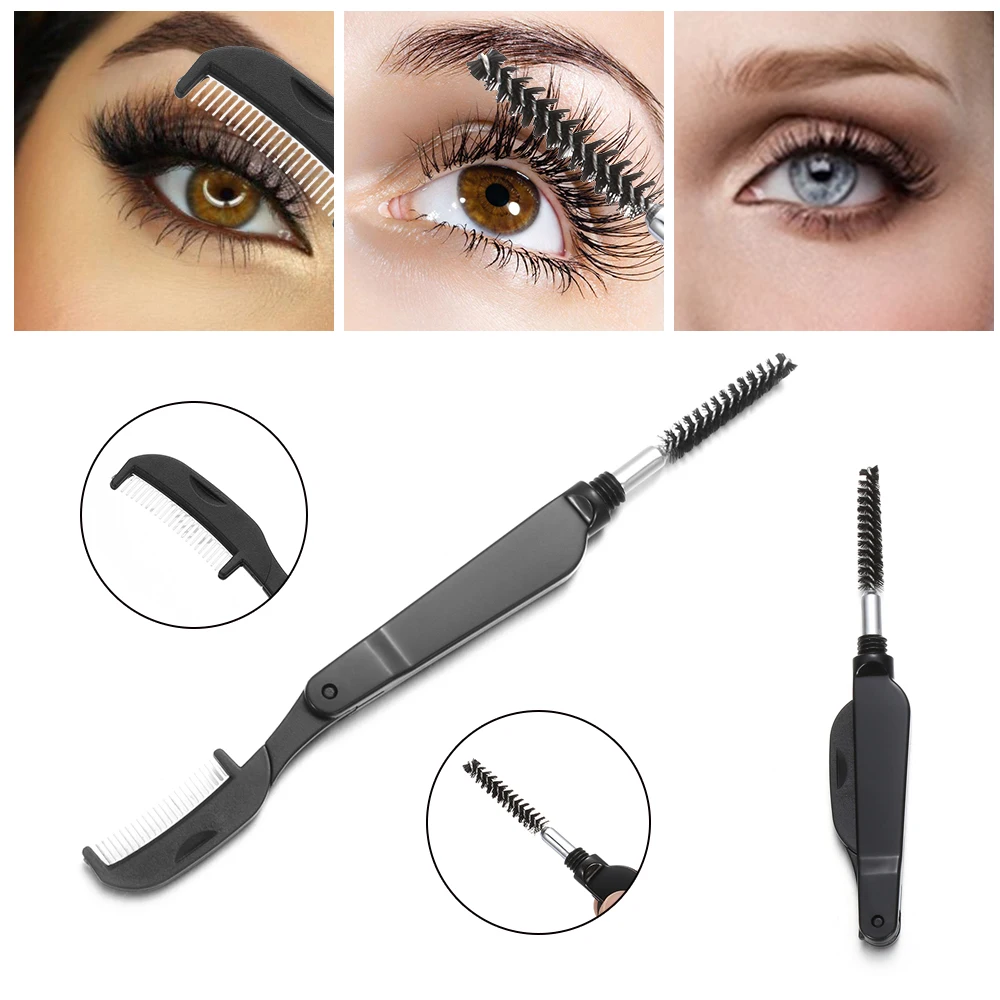 

Hot Sale Dual-Head Folding Metal Eyelash Comb Eyebrow Brush Mascara Separator Eyelash Extension Women's Fashion Makeup Tool