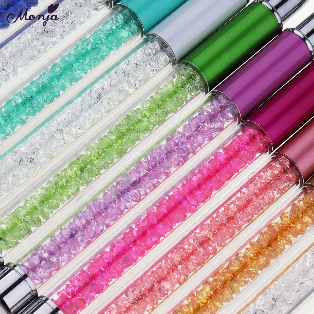 10 Colors Eyelash Makeup Brush Mascara Applicator Spiral Wands Rhinestone Handle Eyebrow Eyelash Extension Comb Cosmetic 2