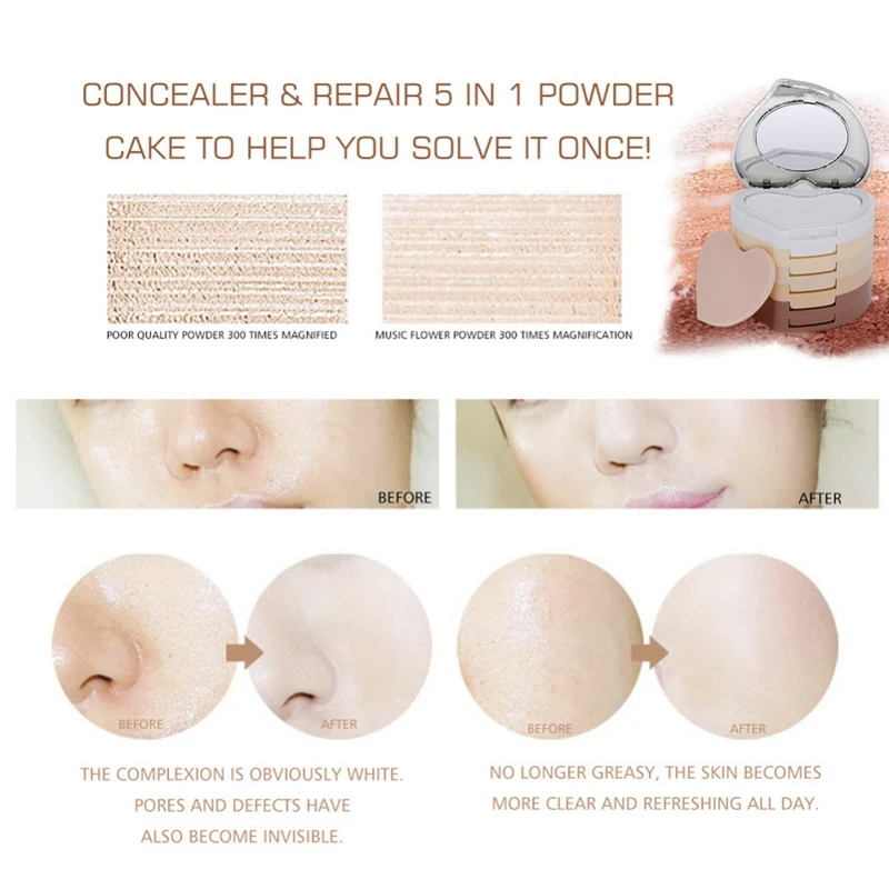 5 Layer Dry Wet Pressed Powder Make Contour Powder Palette Skin Finishing Natural Concealer Maquiagem Face Makeup Powder