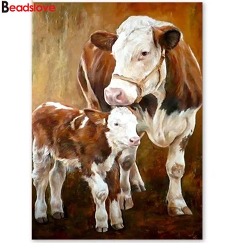 

5D DIY Diamond Painting cow Animal Bull Full square round resin Diamond Embroidery Cross Stitch Rhinestone Cattle Picture decor