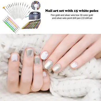 

30pcs Dotting Pen Exquisite Craftsmanship Sturdy Durable Striping Tapes and 4pcs Striping Roller Box and Nail Art Decoration