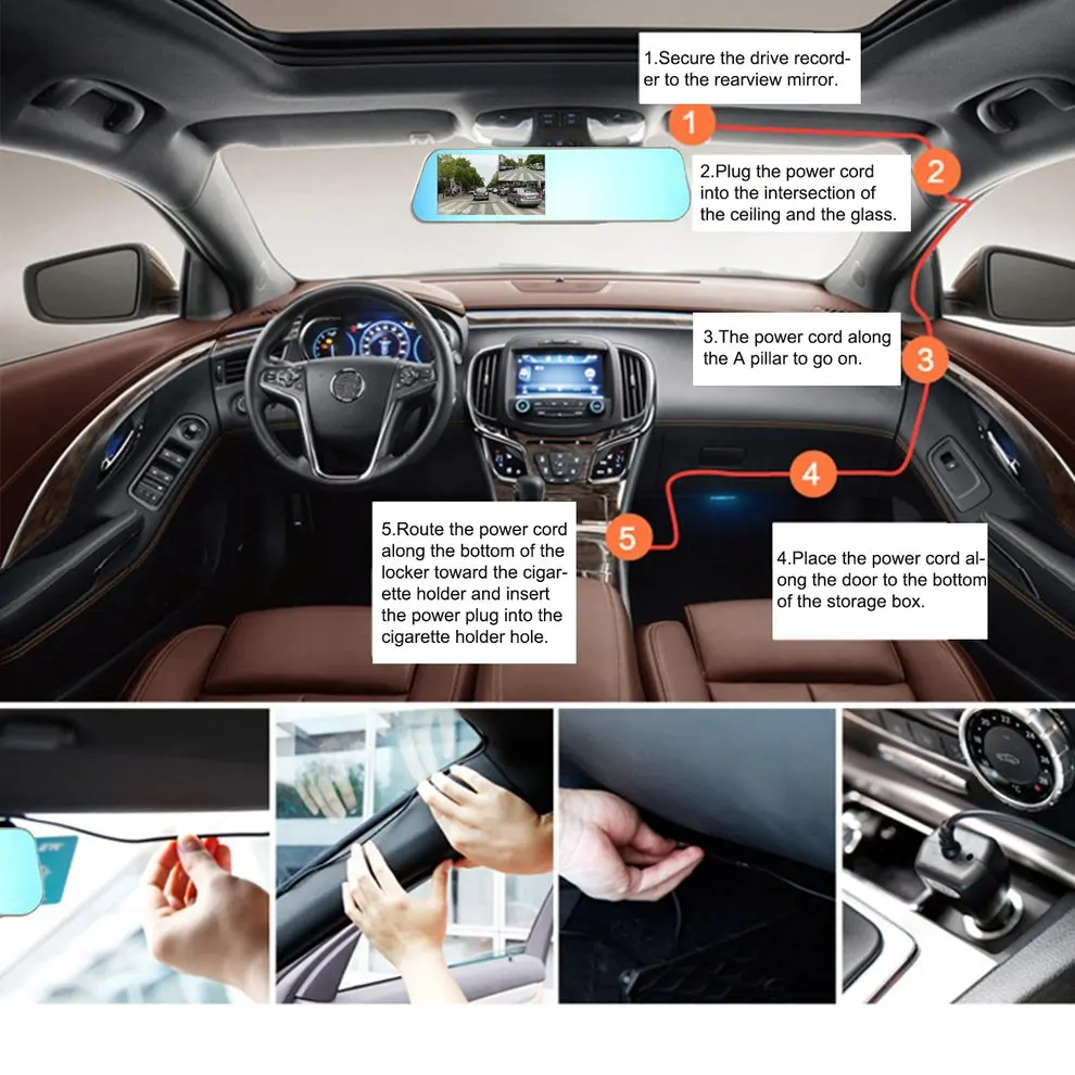 

LESHP Car Camera Car Video Recorder 4.3 inch LCD Full HD 1080P with Dual Lens 170 Degree Wide Angle for Vehicles Dash Cam