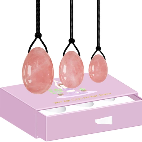 Shipping Yoni Egg Rose Quartz Drilled Massage Ball 100% Natural Crystal Kegel Exerciser Feminine Hygiene Tools