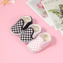 Kidsun sapato infantil de lona, calçado para bebês recém nascidos, meninos, meninas, sola macia e quente antiderrapante, casual para bebês pequenos