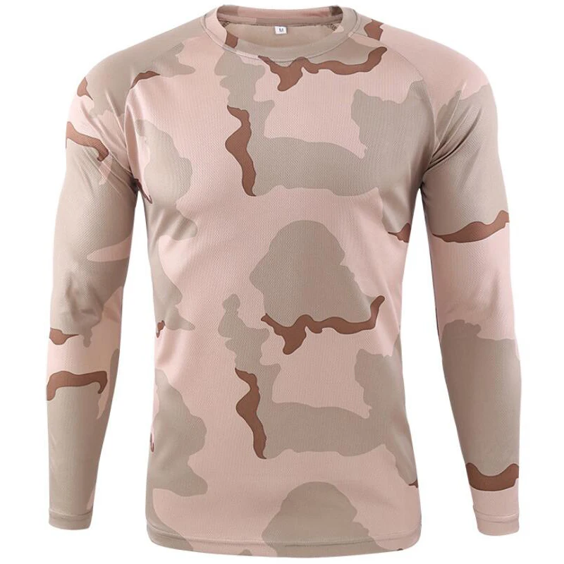 Outdoor Hunting Tactical T Shirts Combat Military Hunting T-shirt Breathable Quick Dry Army Camo Fishing Hiking Camping Tee Tops