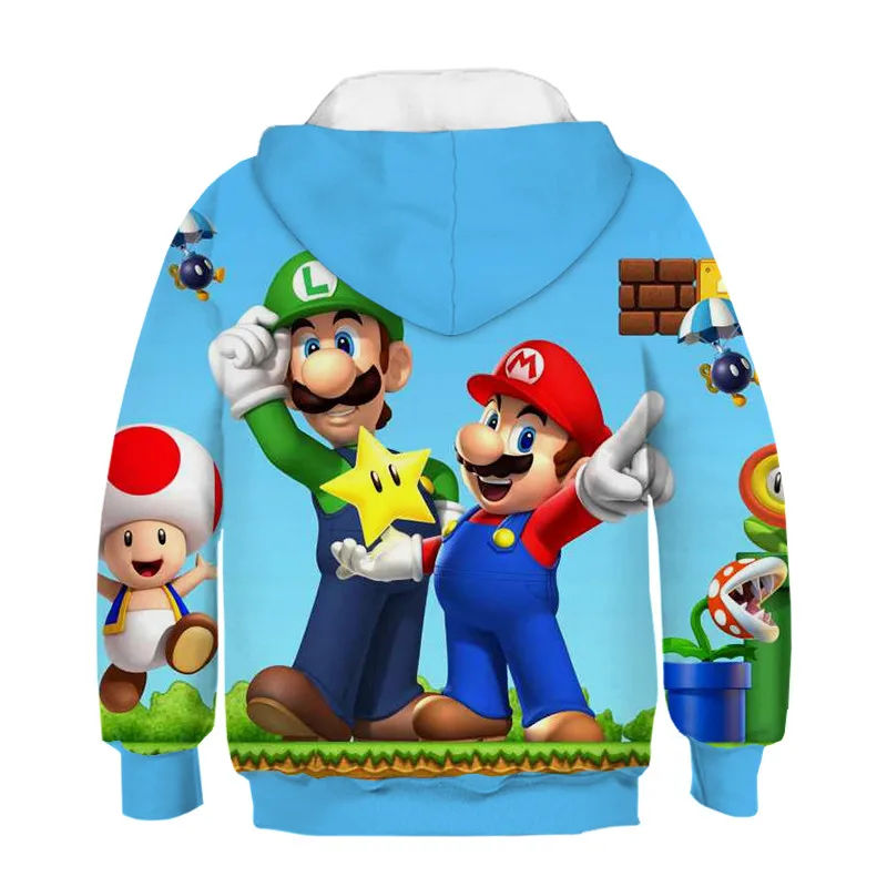 Детская толстовка с 3D-принтом; детская одежда с принтом «Супер Марио»; толстовка с капюшоном; Модный Забавный спортивный свитер для мальчиков и девочек