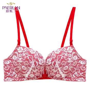 

Lace Front Closure Non-Steel Ring Bra New Products Small Bust Gathering Solid Seemless Contrast Color Sexy Underwear Wom