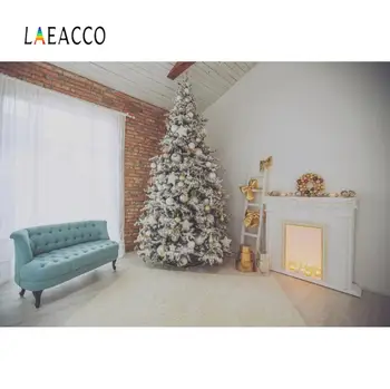 

Christmas Background Photography Gray Living Room Christmas Tree Fireplace Ladder Party Baby Photo Backdrop For Photo Studio
