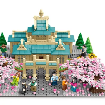 

601079 City Street View Cherry Blossom Seasontree House Flower Building Block Architecture Model Brick Toy for Children
