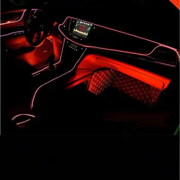 

200cm Red Cold LED Car Interior Decorative Atmosphere Wire Strip Light Lamp Universal Car Interior DIY Accessories 12V DC