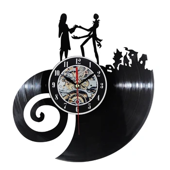 

2019 New The Nightmare Before Christmas Clock Vinyl Record Record CD Wall Clock 3D Modern Design Cool Hanging Watches Home Decor
