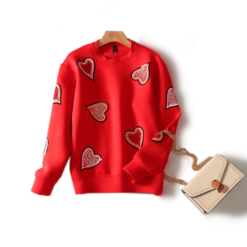 2019 новинка милая персиковая с сердечками круглым вырезом прямая женская