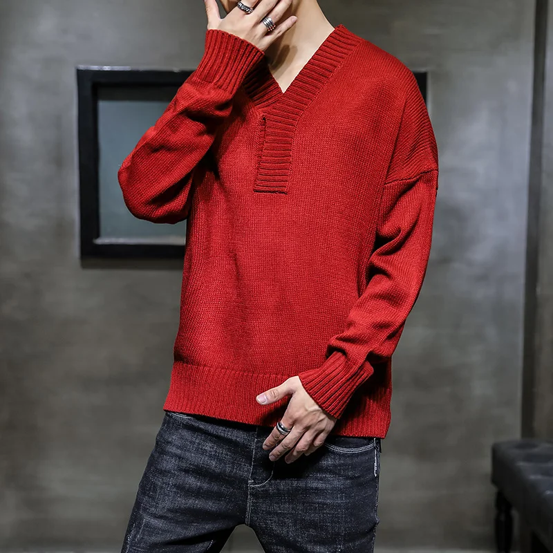 Осенне-зимний пуловер в китайском стиле мужской свитер повседневный мужской свитер с v-образным вырезом и длинными рукавами мужской вязаный свитер