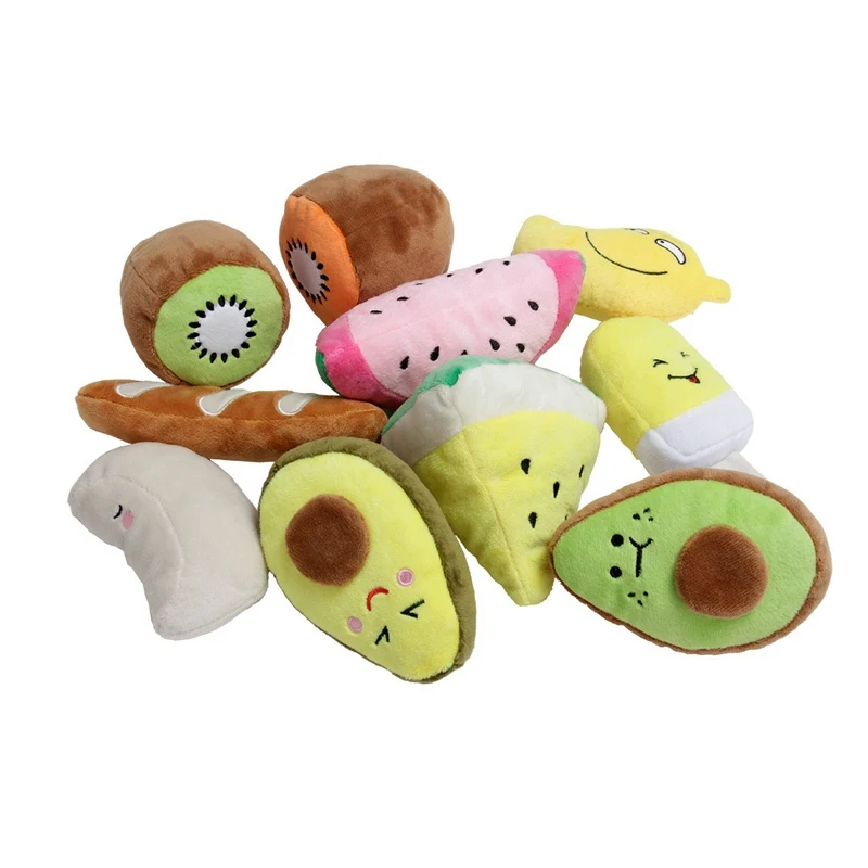 Plush Fruit Squeaky Bite-Resistant Clean Dog Chew Toy Pet Molar Toy For To Relieve Stress Interactive Puppy Training Pet Supplie