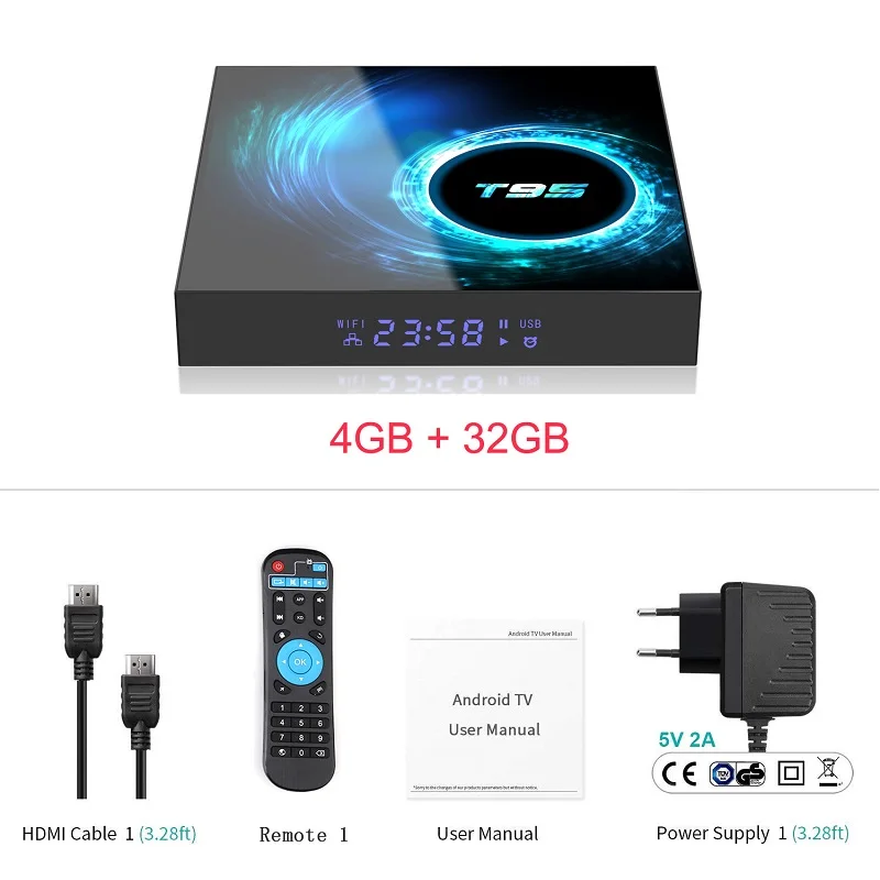 Android 10 tv BOX T95 Allwinner H616 Mali-G31 MP2 4G 32G/64G телеприставка 4K Google голосовой помощник Netflix Youtube 2G16G ТВ приставка - Цвет: 4G32G