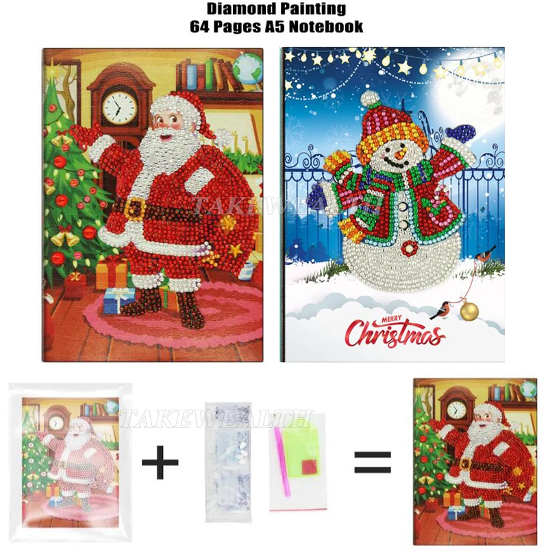 

DIY Special Shaped Diamond Painting Notebook Diary Book A5 Notebook Embroidery Diamond Santa Claus Cross Stitch Christmas Gift