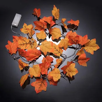 

10 LEDs Battery Powered Artificial Maple Leaves String Light Thanksgiving Decorative Lamp with Battery Box Home Indoor Fairy