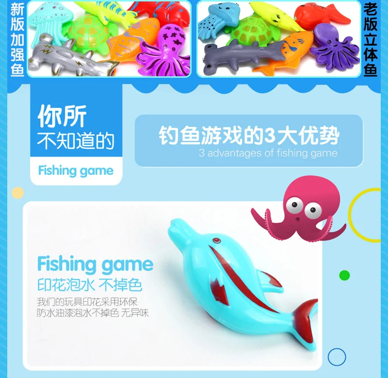 Летние детские игрушки для рыбалки, набор для бассейна, Детская игра с водой для мальчиков и девочек, детские развивающие магнитные рыбки большого размера