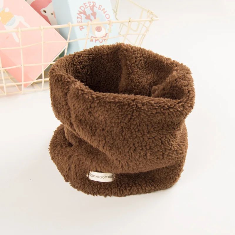 Winter Scarves Girl Set In Girls' Clothing Sets Plus Velvet Thick Section Warm Children's Polyester Collar Unisex Scarf Shawl