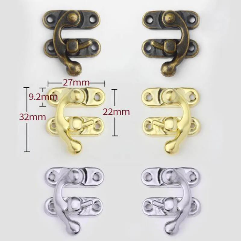 

500pcs Metal Lock Decorative Hasps Hook Vintage Wooden Jewelry Box Padlock With Screws For Furniture Hardware