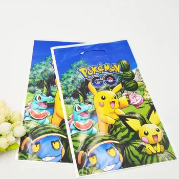Set de 10 unids/set de artículos de pokemon para fiesta de cumpleaños, decoración de recuerdo de Baby Shower, bolsa de regalo para eventos, suministros de fiesta de cumpleaños para niñas