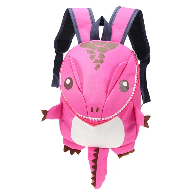 3D Динозавр Детская сумка для мальчиков девочек Водонепроницаемые Детские рюкзаки маленькая сумка девочка милые принты в виде зверей дорожные сумки игрушки подарки - Цвет: Pink