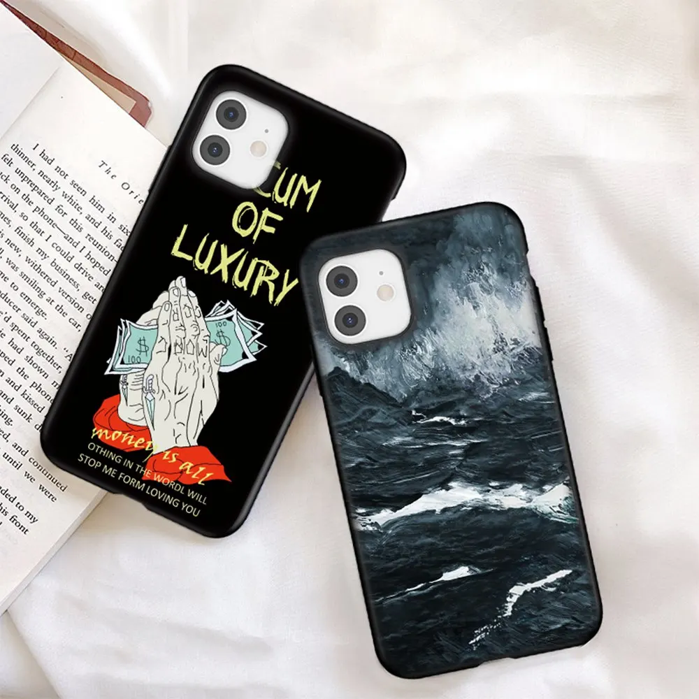 Classic Art Oil Paint Phone Case For iPhone 12 11 13 Pro Max X XR XS Max 12 13 Mini  7 8 Plus SE 2020 Shockproof Silicone Cover cool iphone 11 Pro Max cases